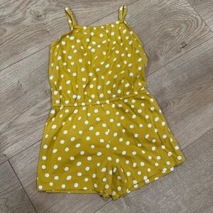 Old Navy Mustard and White Polka Dot romper